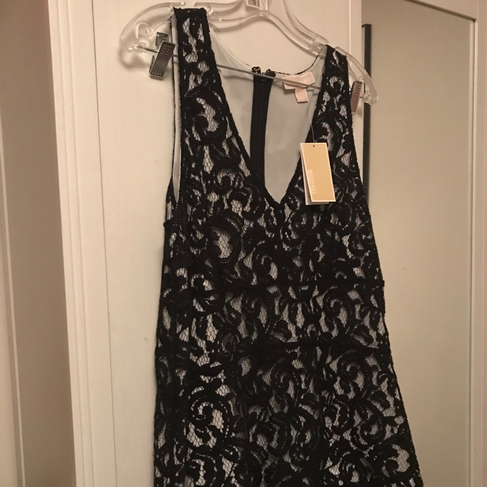 Michael Kors Black Lace/ White top NWT L
